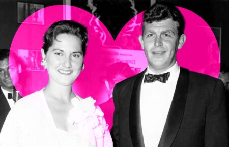 Andy Griffith, right, and his first wife, Barbara Griffith, at the New York premiere of A FACE IN THE CROWD, 1957